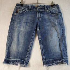 Miss Me Bermuda Shorts Womens Size 26 Blue‎ Denim Cotton Pockets Belt Loops